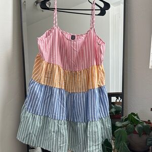 SHEIN Multicolor Striped Tiered Sundress – Size 2XL